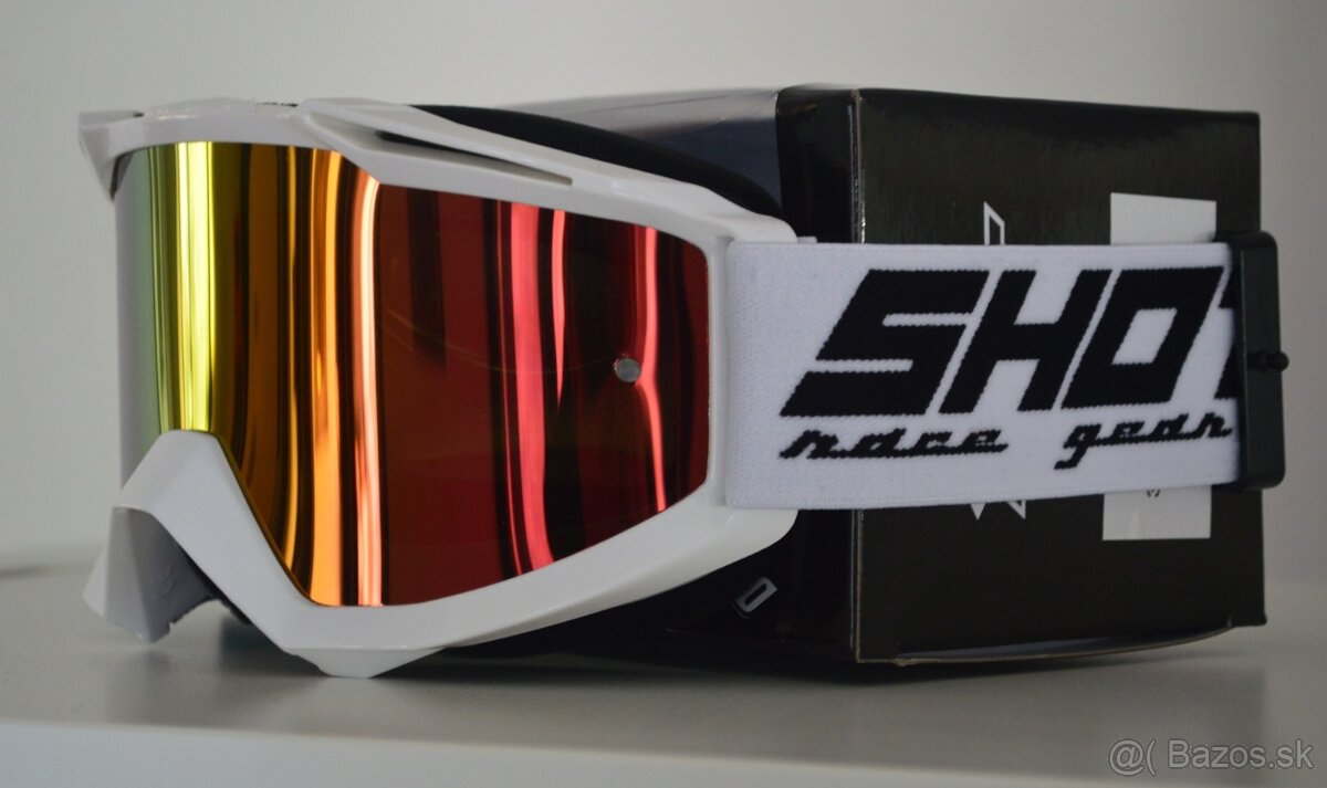 shot prilba perleťová červená modrá okuliare biele - 5