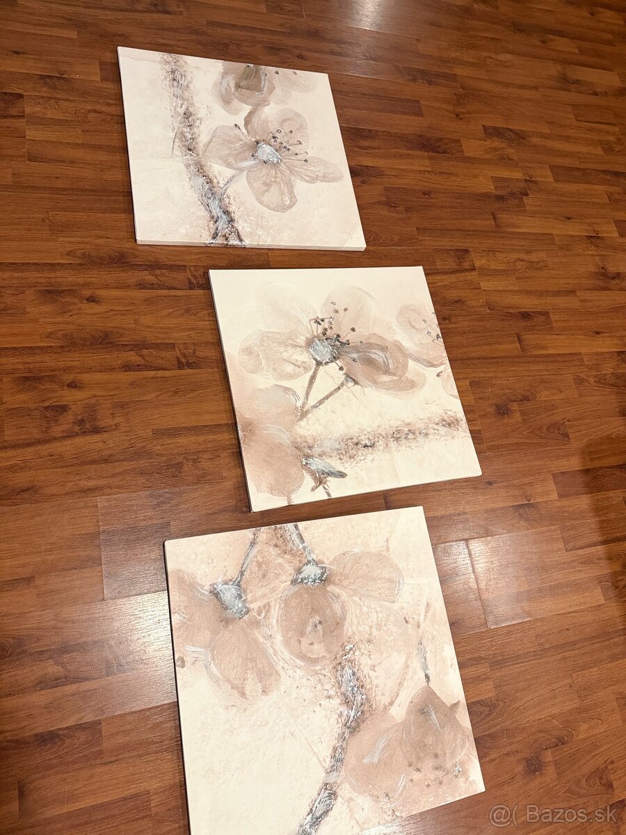 IKEA 3 veľké obrazy kvety - 5