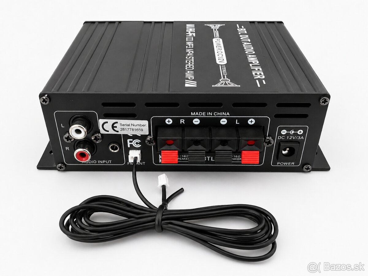 Zosilňovač 2x40W s bluetooth, USB, s adaptérom - 5