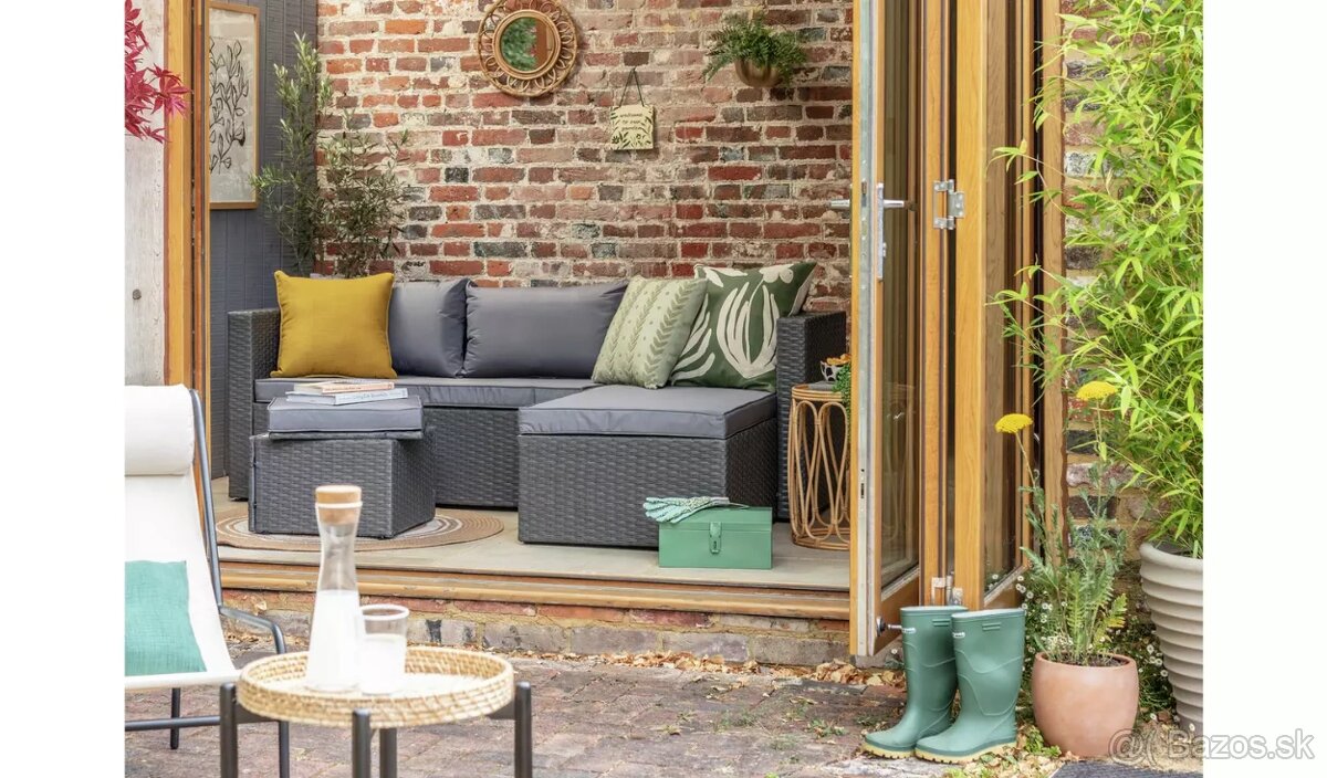 Rohová záhradná sedačka – ideálna na balkón aj menšiu terasu - 5