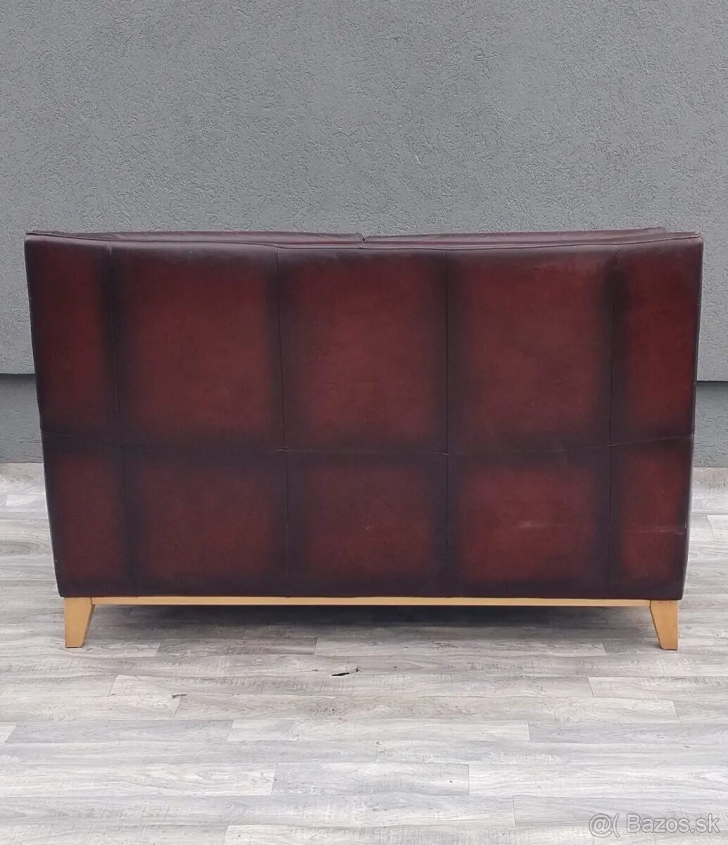 Dvojsedačka kožená bordová. - 5