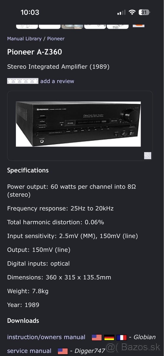 Receiver Pioneer A-Z360 - 5