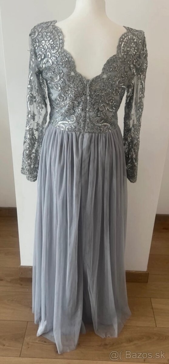 Strieborné spoločenské šaty XS M XL - 5