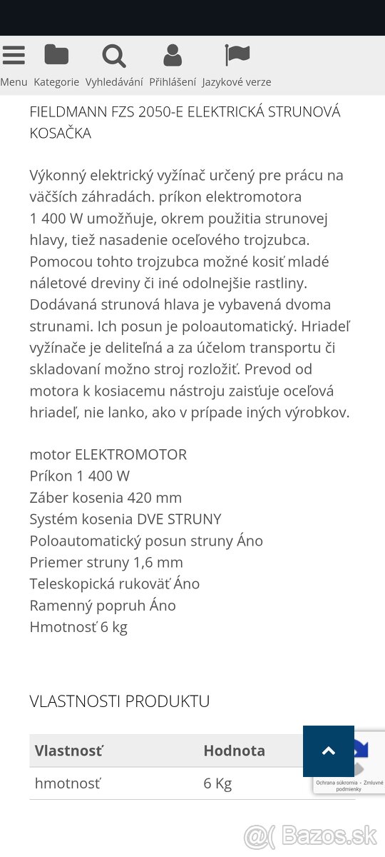 Elektrická strunová kosačka Fieldmann FZS 2050E - 5