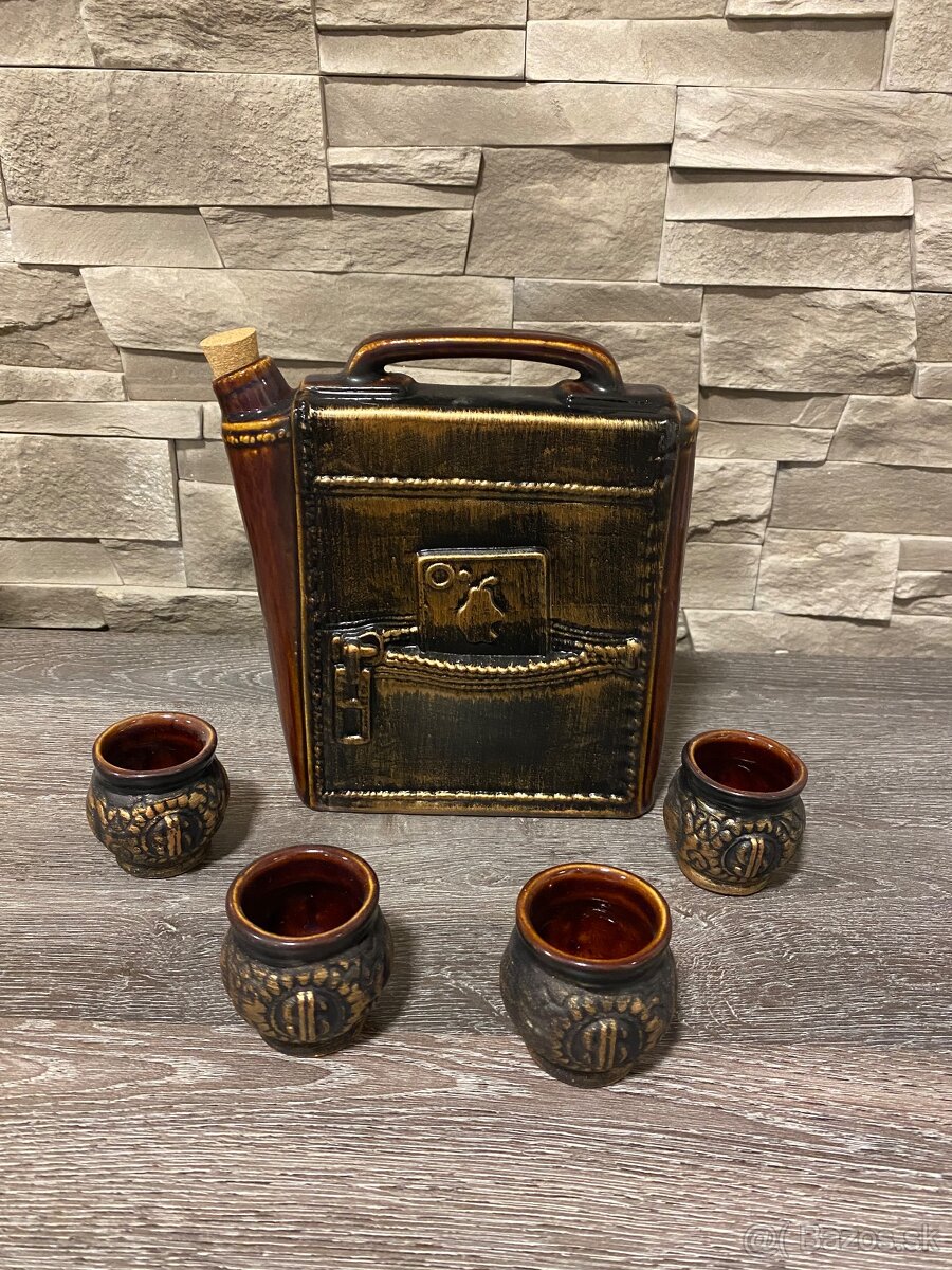 KERAMICKÁ FĽAŠA „BOSS“ + 4 POHÁRIKY - 5