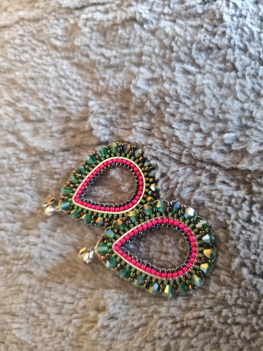 Handmade šité náušnice - 5