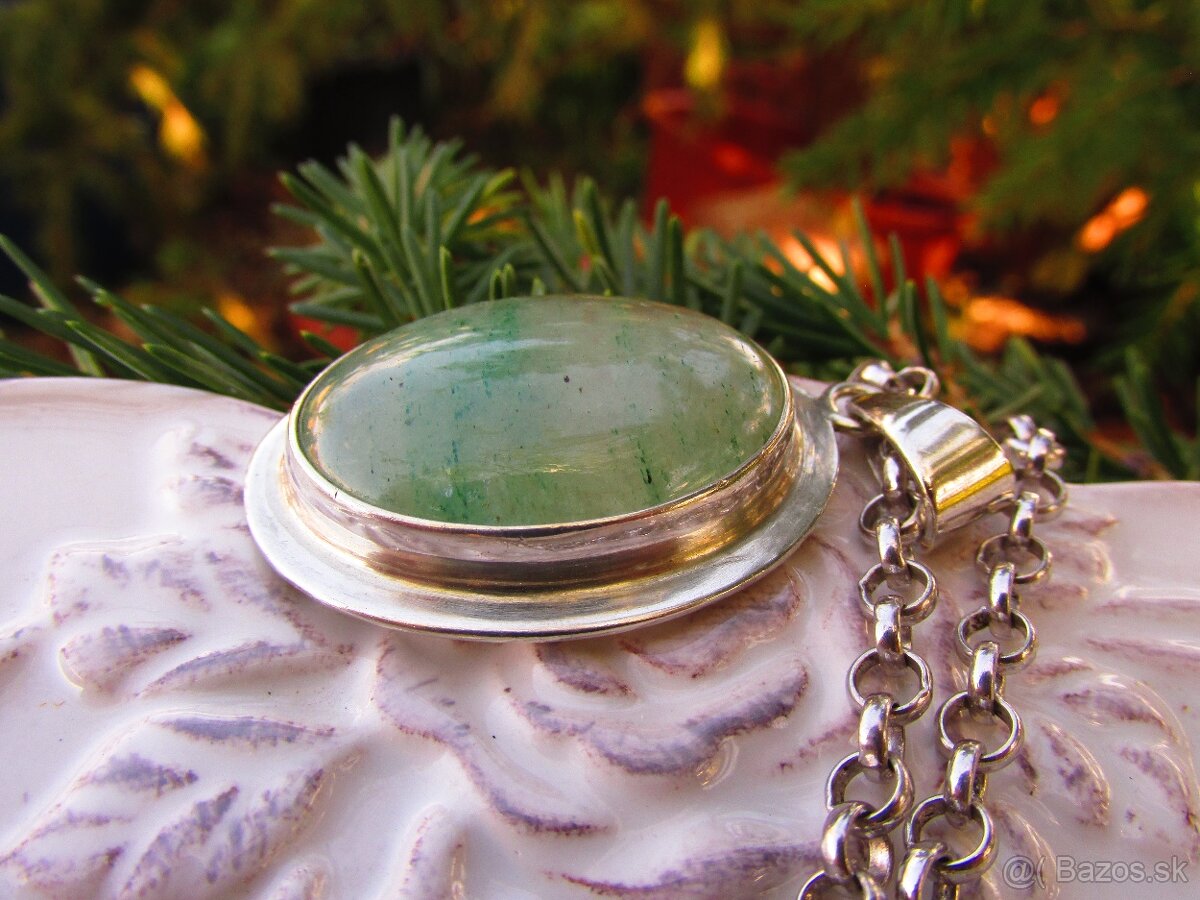 Strieborný náhrdelník s príveskom Avanturín, Ag 925 - 5