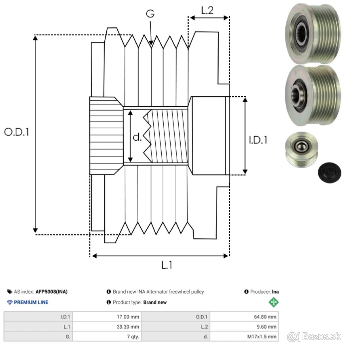 Remenica alternátora INA F-556599.01 pre Alternátor VALEO - 5