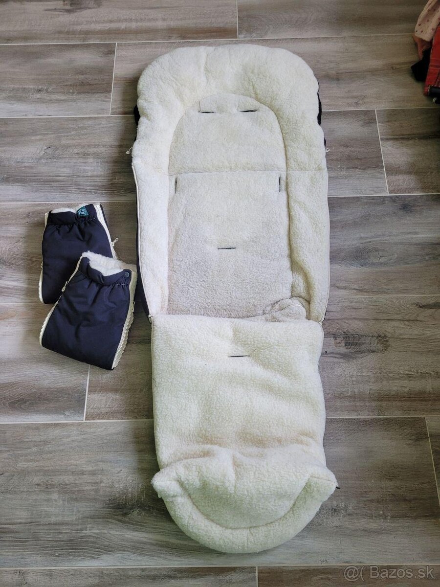 Kvalitný fusak + madlá na kočík - ovčia merino vlna - 5