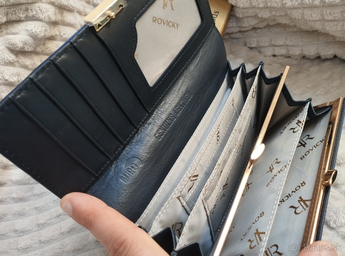 Modrá kožená peňaženka - 5