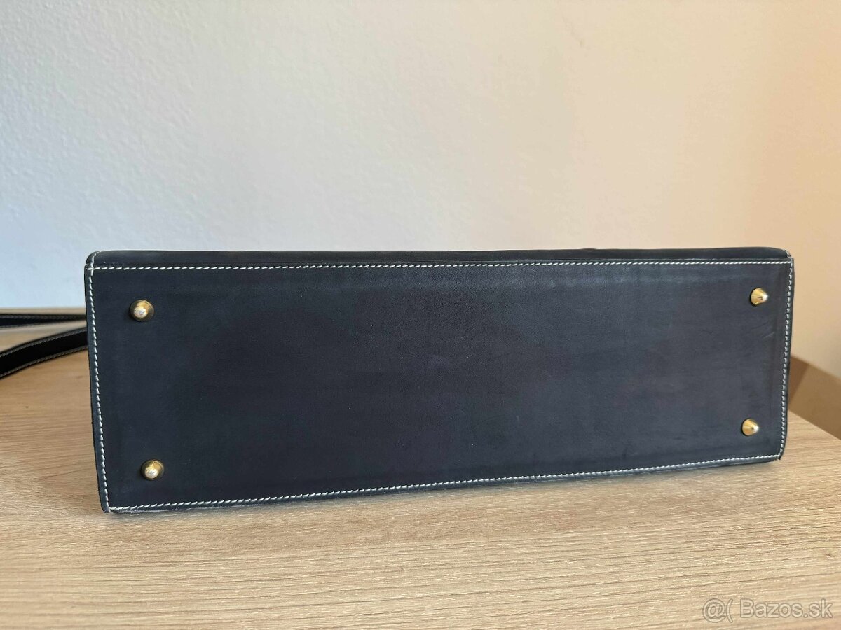 Čierna kožená kabelka v štýle Hermès Kelly – Fabri Italy - 5