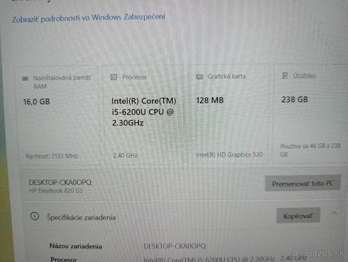 Hp elitebook 820 g3 + Intel core i5 + 16gb ram + Windows 10 - 5