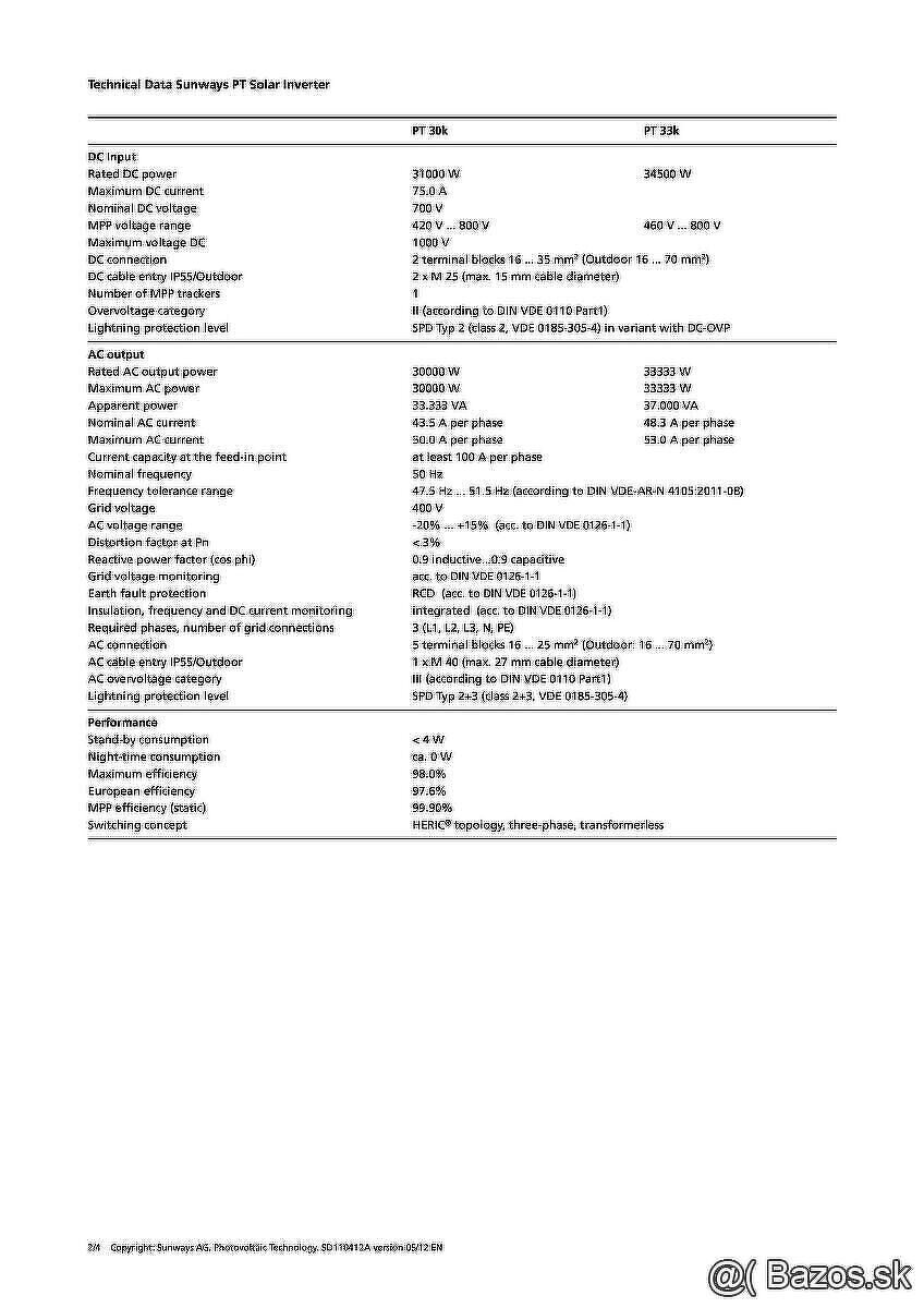 Trojfázový solárny menič SUNWAYS PT 30000 – 30 kW - 5