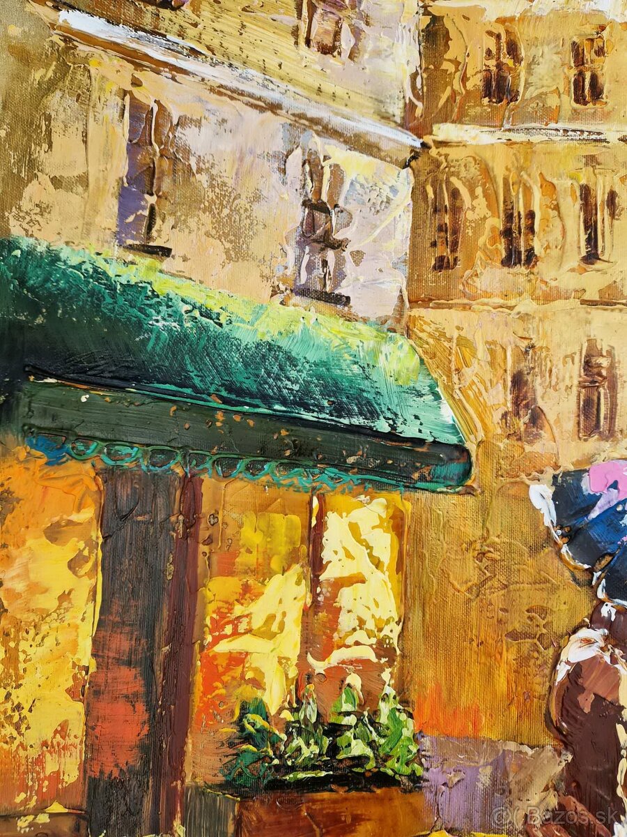 SHAUL KOSMAN - City in the rain (olejomalba) Expresionizmus - 5