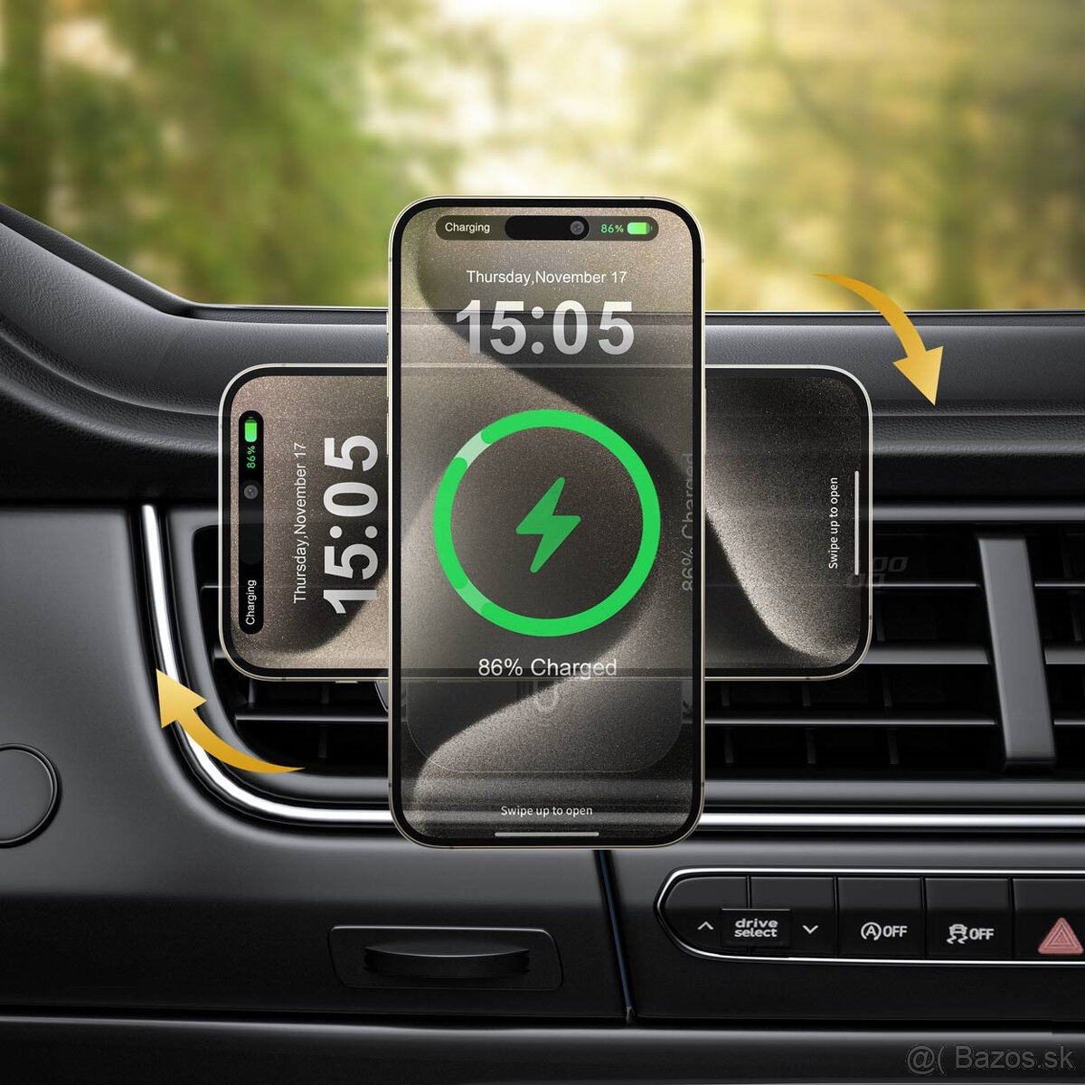Držiak mobilu magnetický s bezdrôtovým nabíjaním - 5
