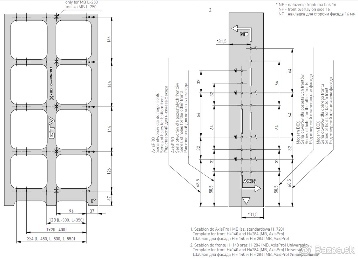 Montážna šablóna pre systémy AXISPRO a MODERNBOX - 5