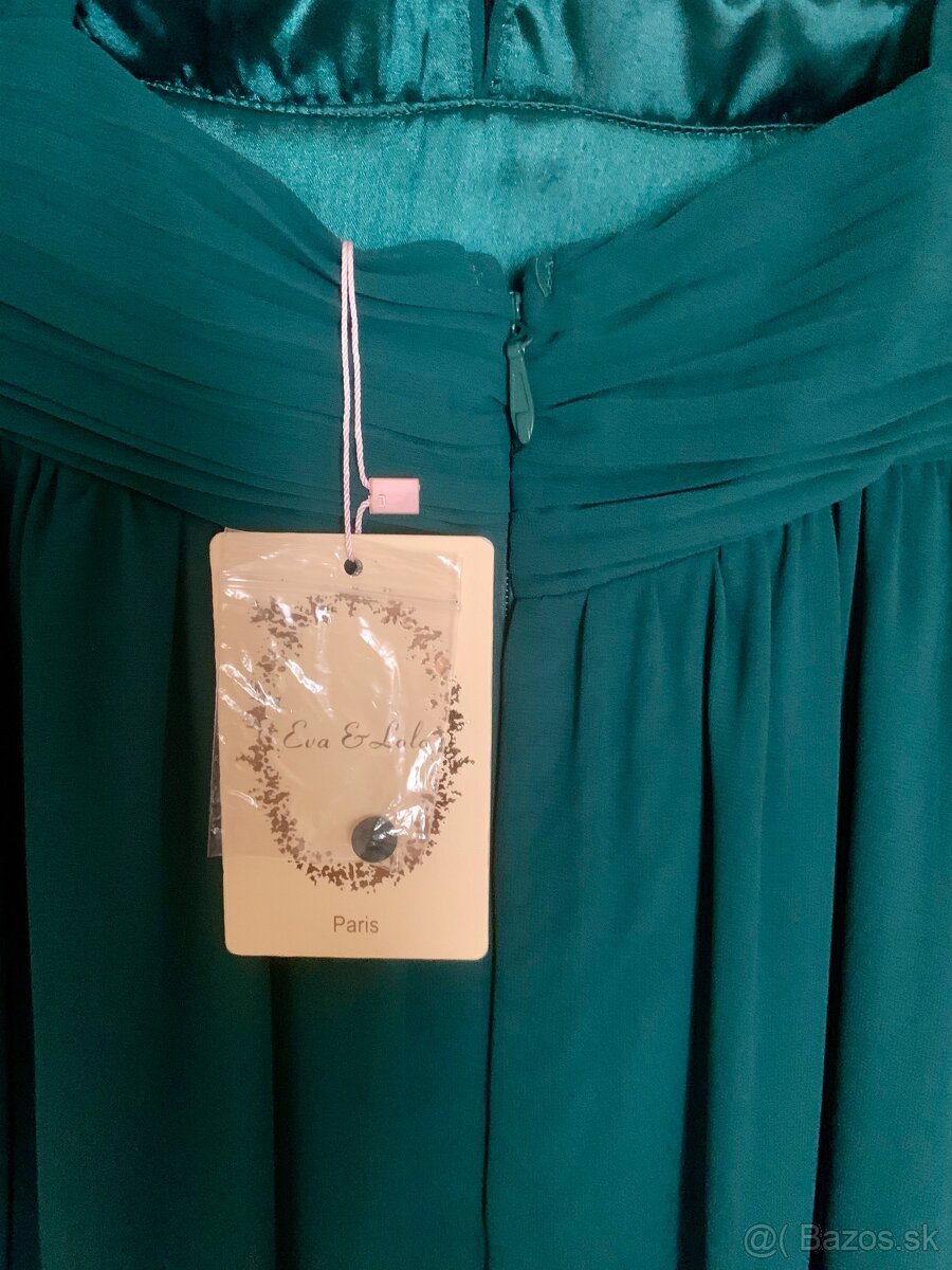 Tmavozelené spoločenské šaty - 5