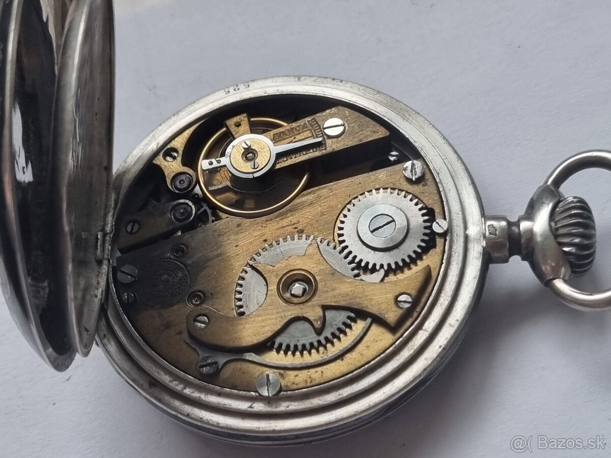 Strieborné, vreckové hodinky,Roskopf.. - 5