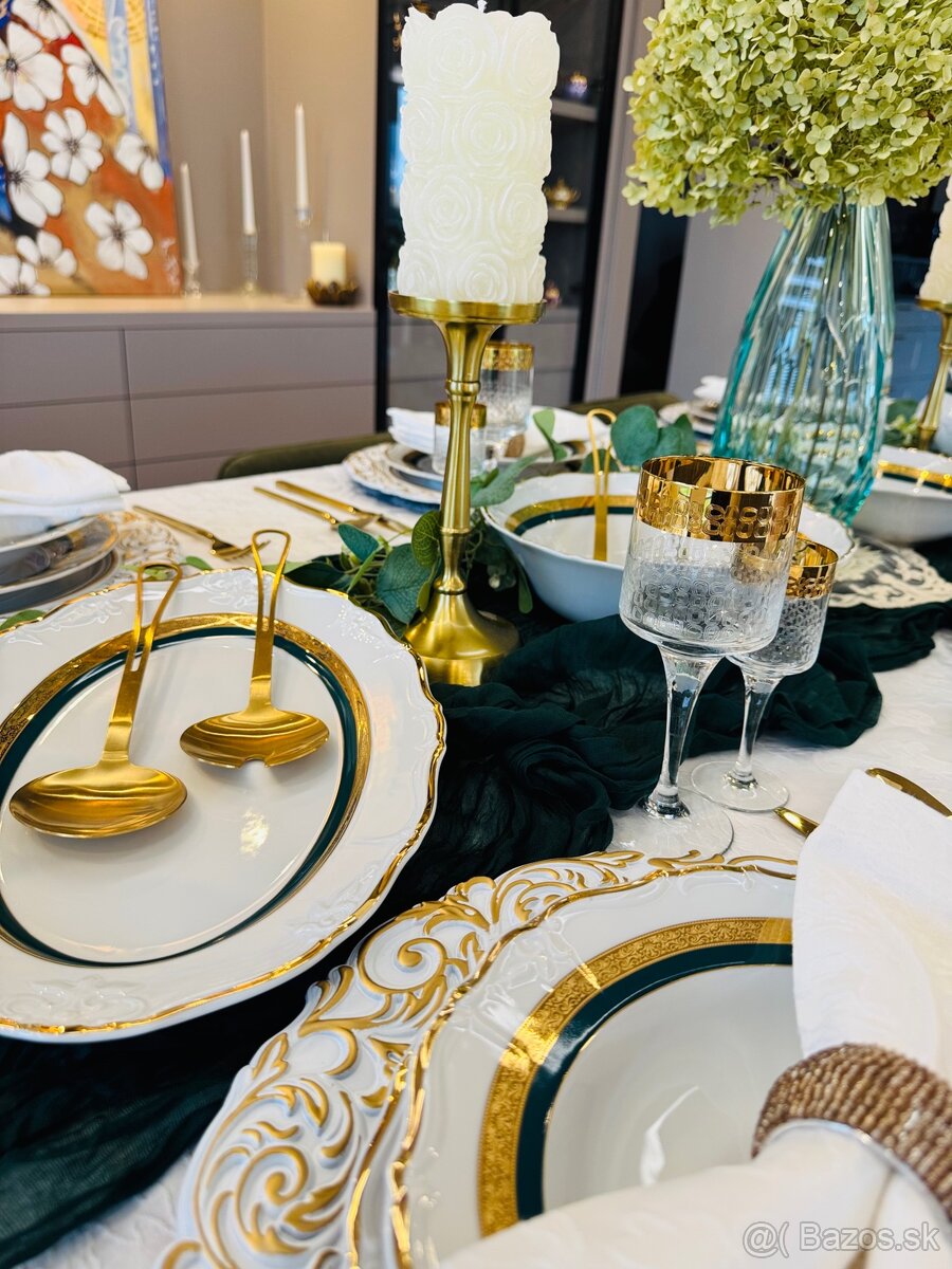 Nová pozlátená obedová súprava Thun pre 12 osôb-posielam - 5