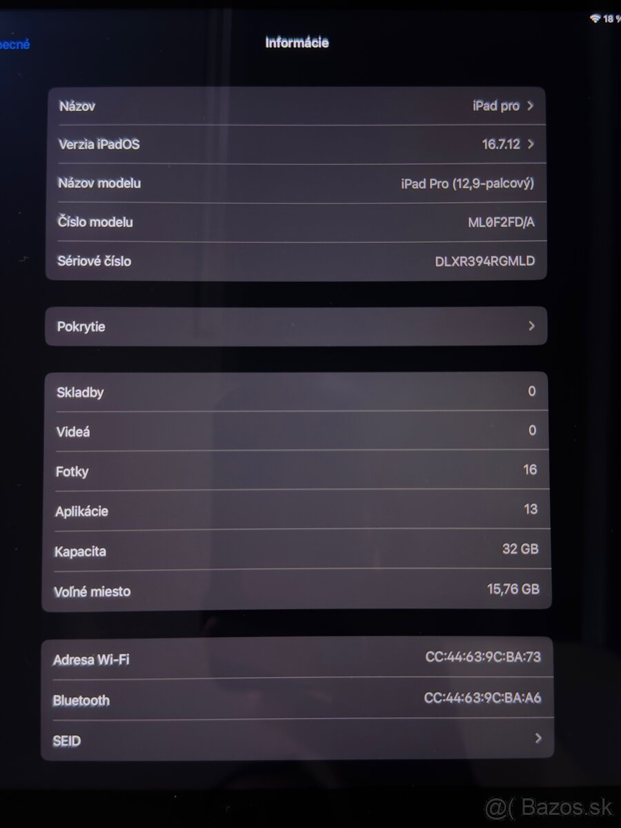 Predám Apple iPad Pro 12,9”, 32 GB, Wi-Fi - 5