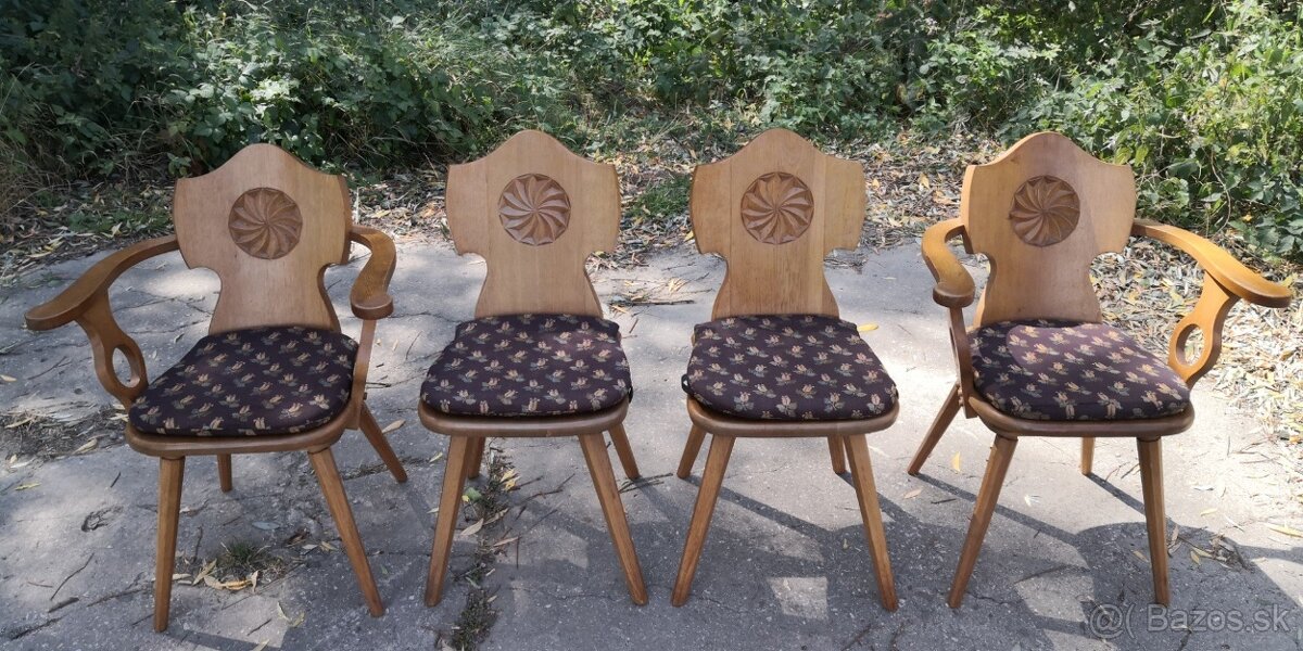 Masivny rozkladaci stôl+4ks stoliček - 5