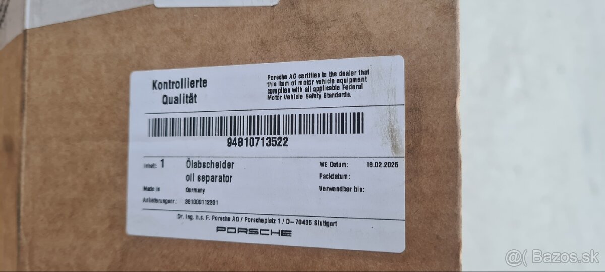 Predám originál používaný odlučovač oleja Porsche - 5