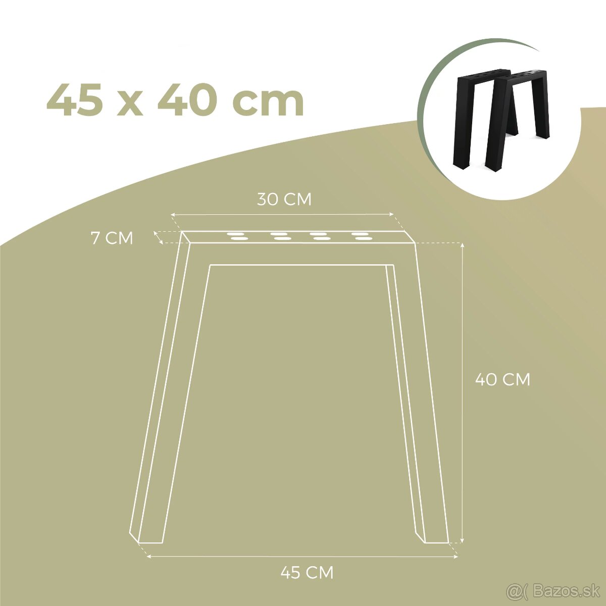 Stolové kovové podnože čierne 2 ks, 30/45×40 cm - 5