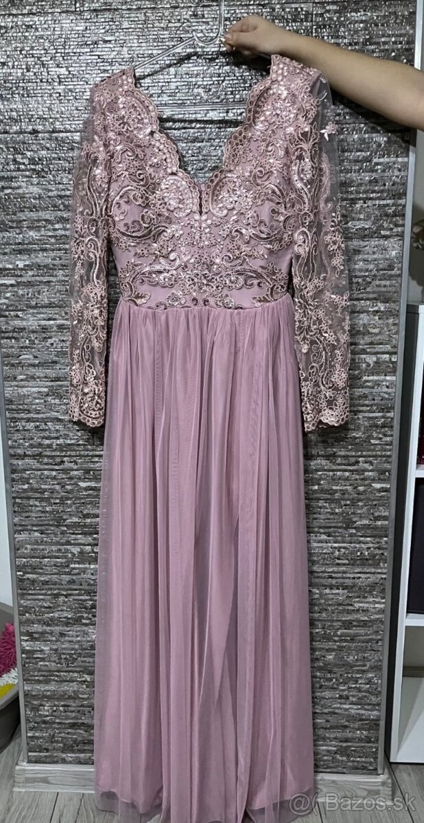 Ružové spoločenské šaty S M XL - 5