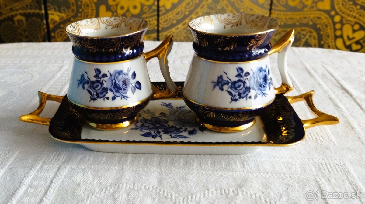 Krásný porcelán - cobalt a růžový - 5