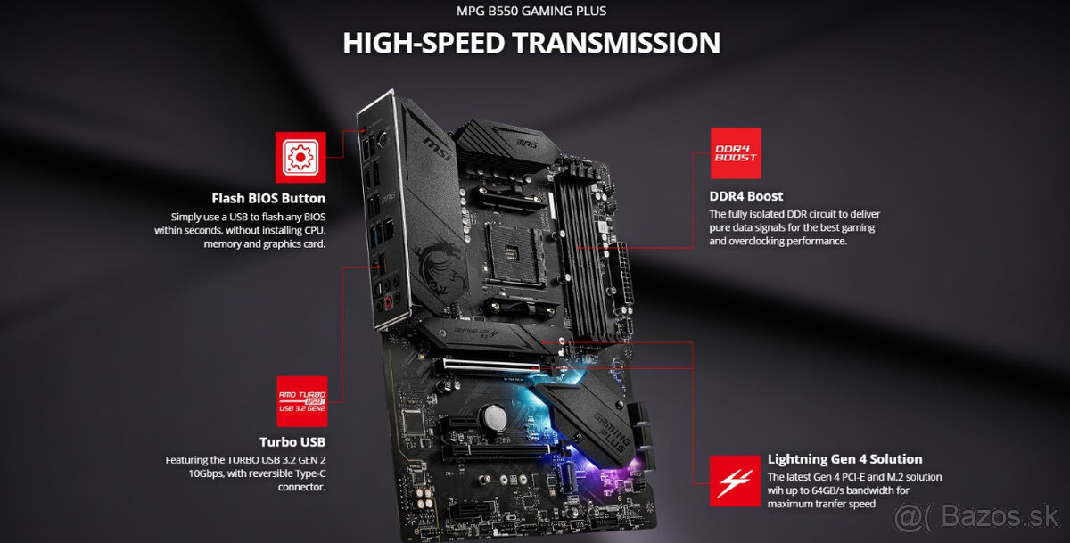 🚀 Herná doska MSI B550 GAMING PLUS | socket AM4 🚀 - 5