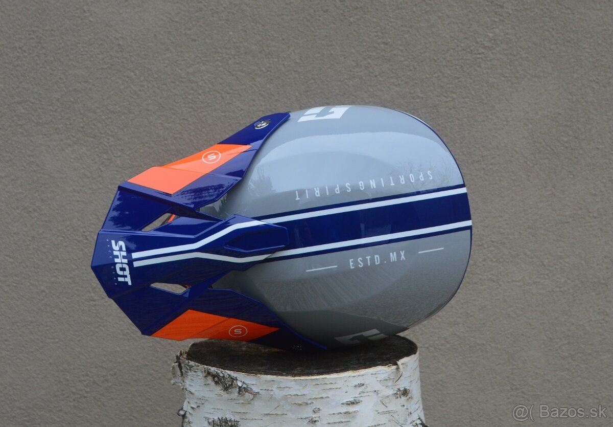 prilba helma okulare shot oranžová sivá modrá lak. - 5