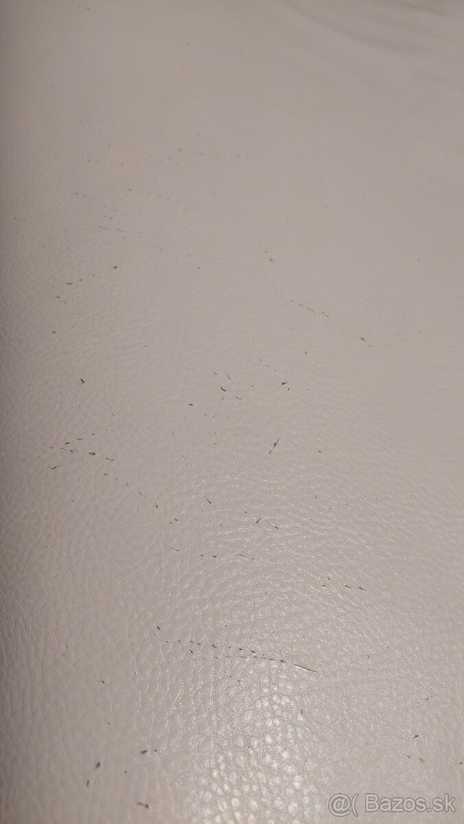 Krémová kožená sedačka - tvar L, rozkladacia - 5