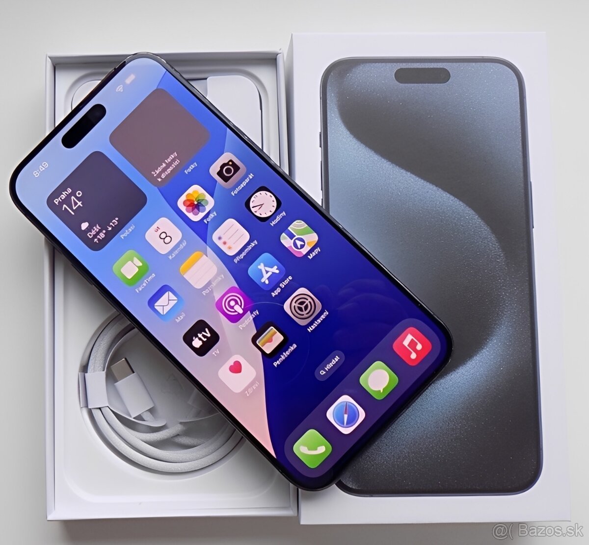 iPhone 15 Pro Blue Titanium BATERIE 100% TOP - 5