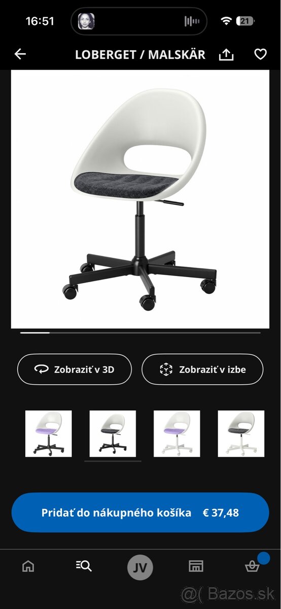 Otočná stolička LOBERGET/MALSKÄR - 5