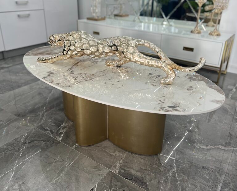 NOVÝ Zlatý konferenčný stolík Premiums mramorovou kkamenou d - 5