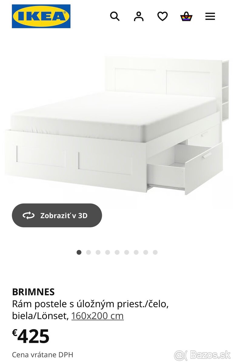 Predám posteľ IKEA BRIMNES 160×200 (pôvodná cena 825€) - 5