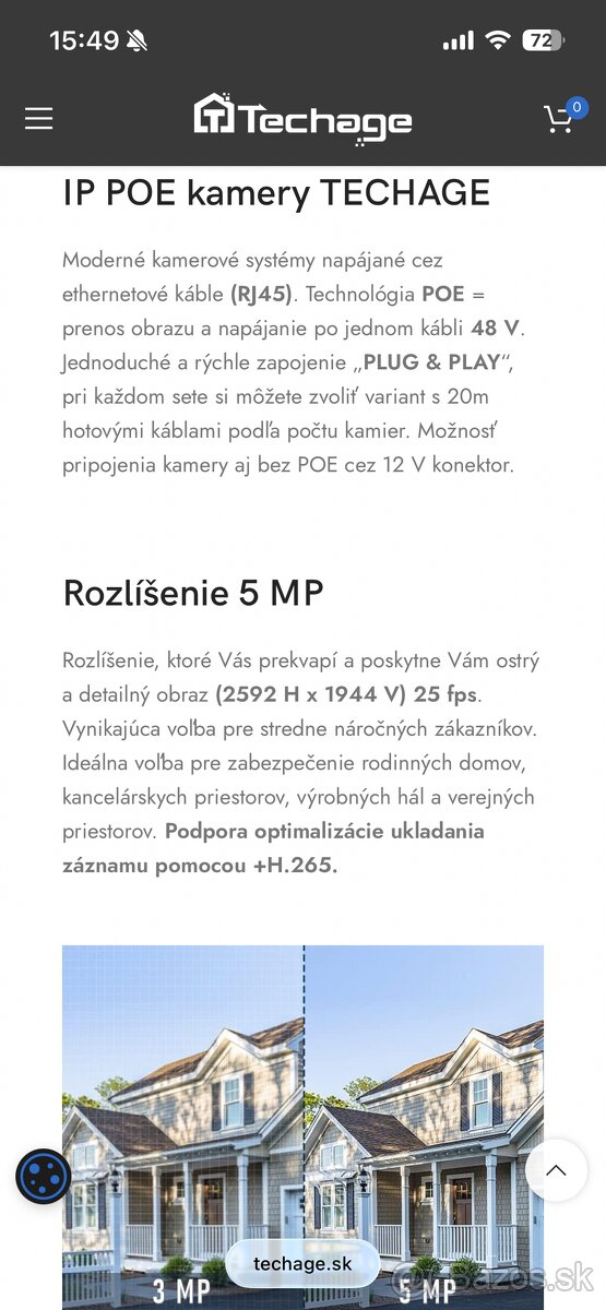 Techage kamerový systém 4x 5MP kamera, NVR + kabeláž - 5