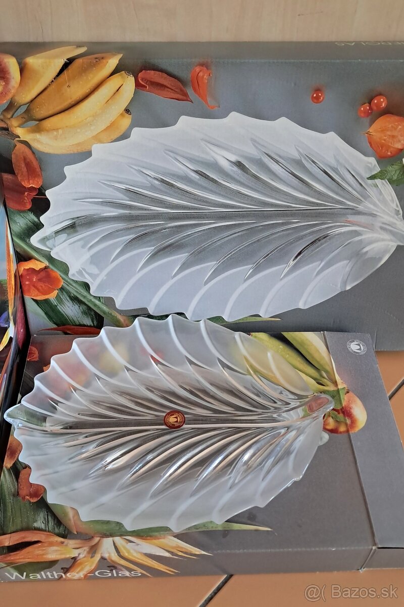 Sada sklenených servírovacích mís Palm Leaf od Walter Glas - 5