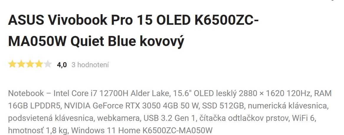 Asus Vivobook Pro 15 OLED K6500ZC - 5