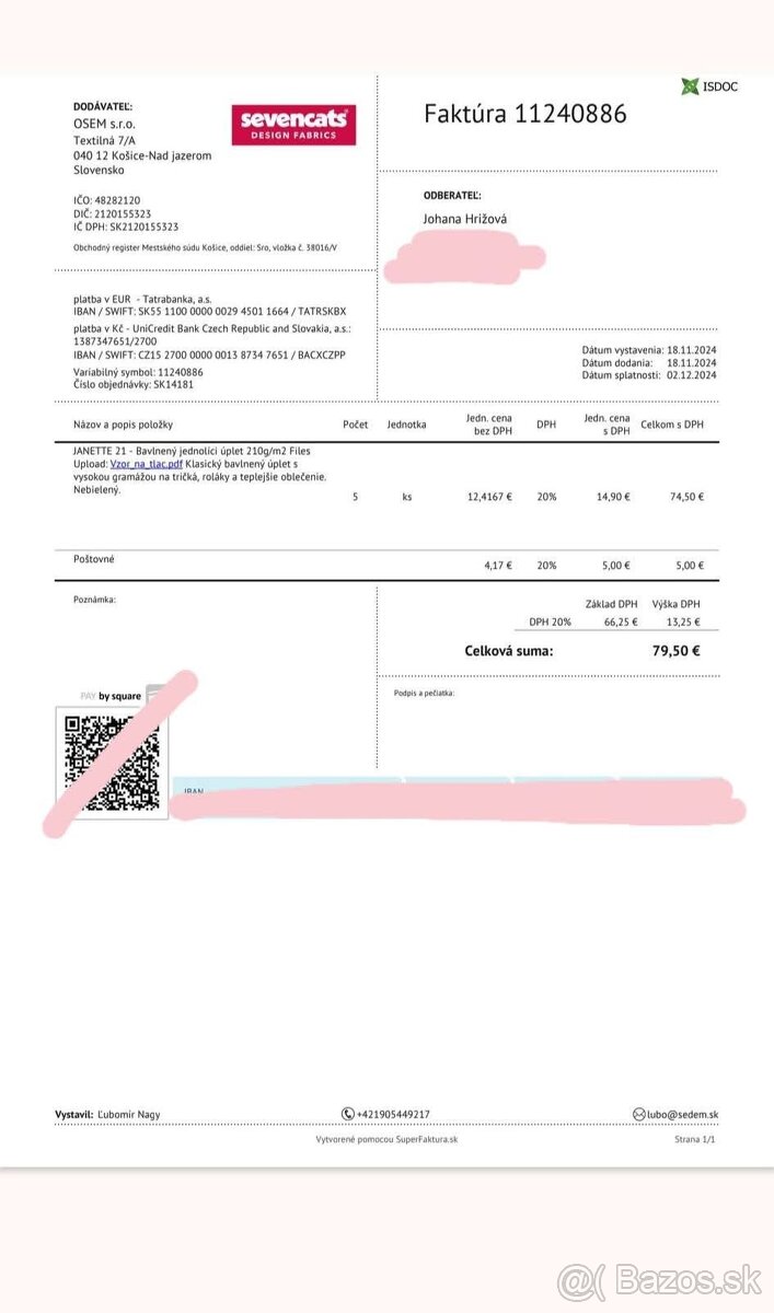 Látka na šitie - metráž - 5