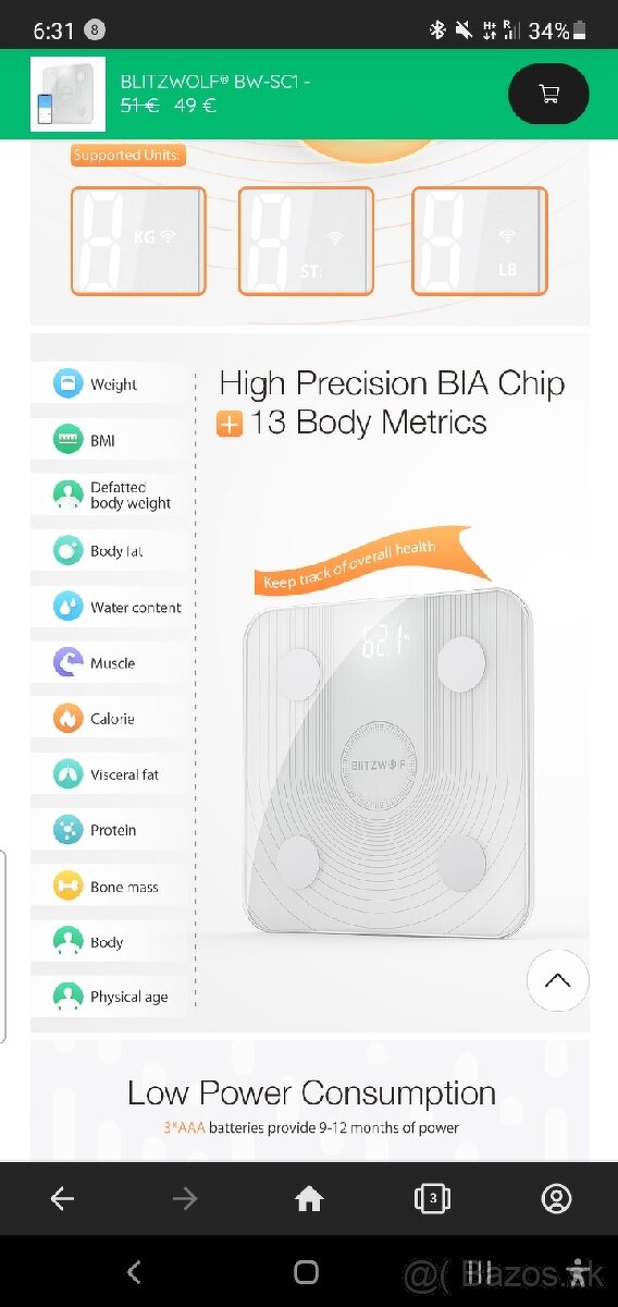 Osobna vahy: Salter MiBody, Blitzwolf, AEG, Sanitas - 5