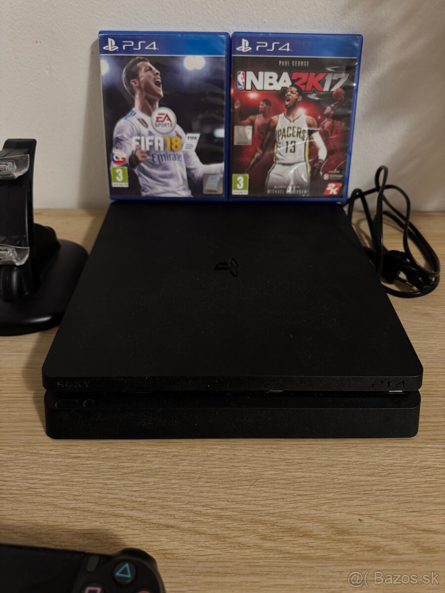 Playstation 4 slim 1000gb + ovladac + 2 hry (fifa,NBA) - 5