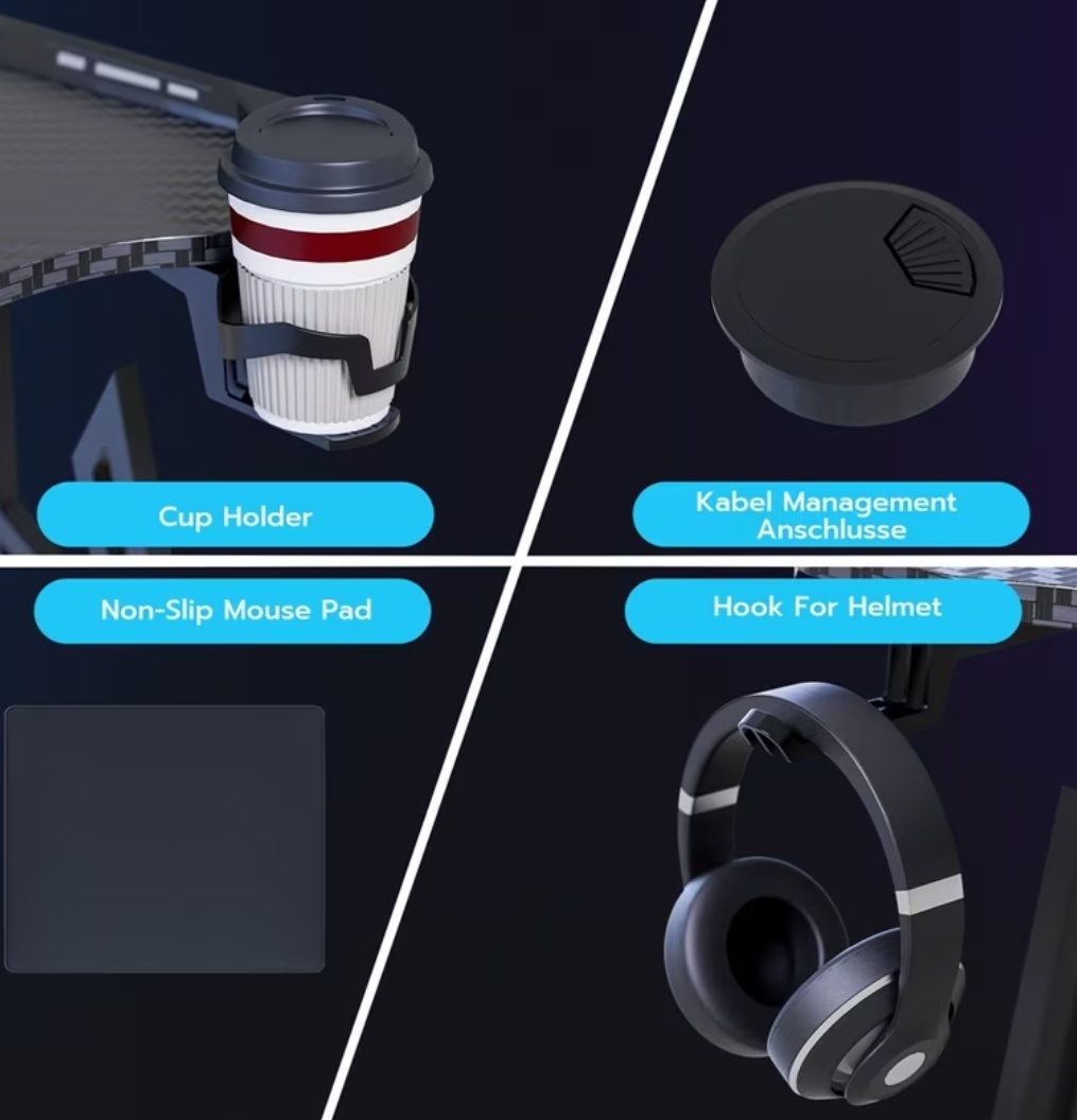 Herný PC stôl s LED - 5