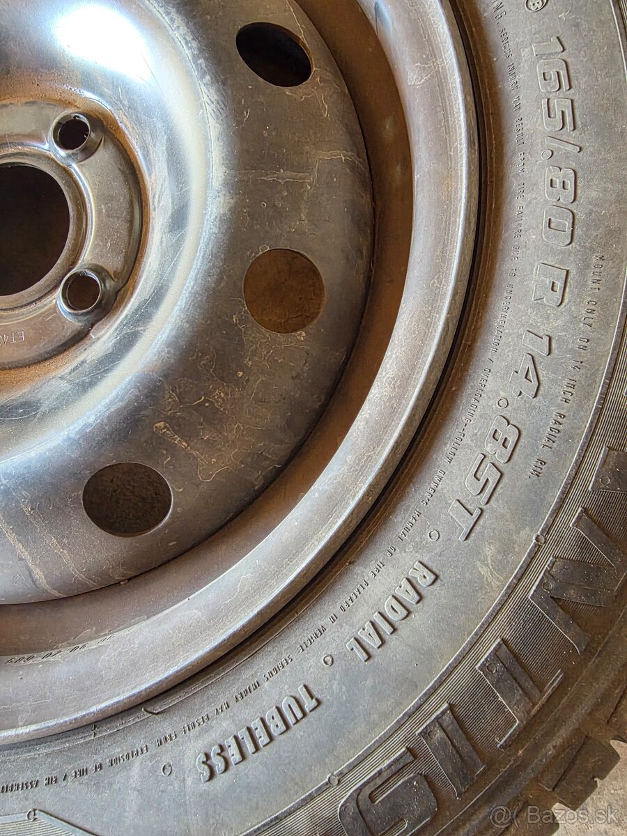 4 oceľové disky s pneu 165/80 R14 - 5