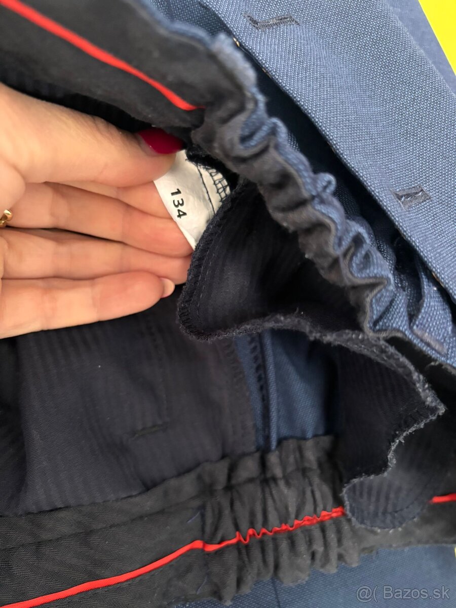 clapčenské nohavice + vesta 134 - 5