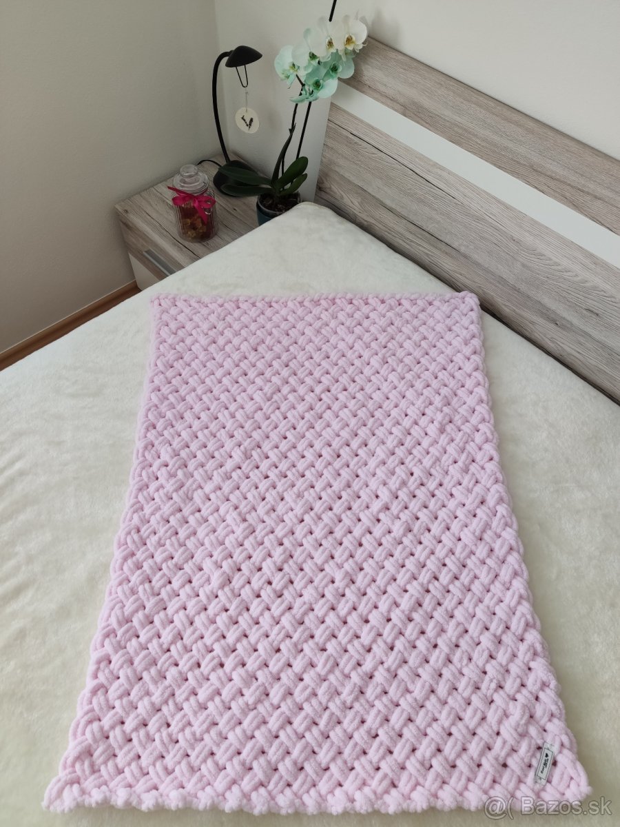 Pletená detská deka svetlo-ružová - 5