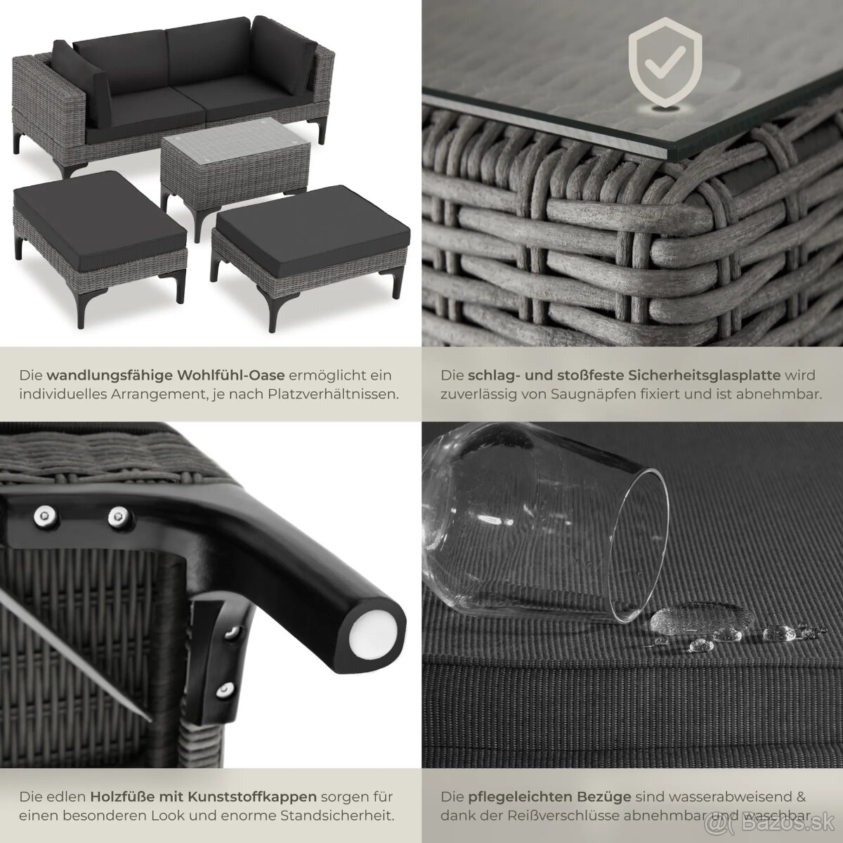 Predam zahradny Ratanový set Bellaria s hliníkovým rámom - 5