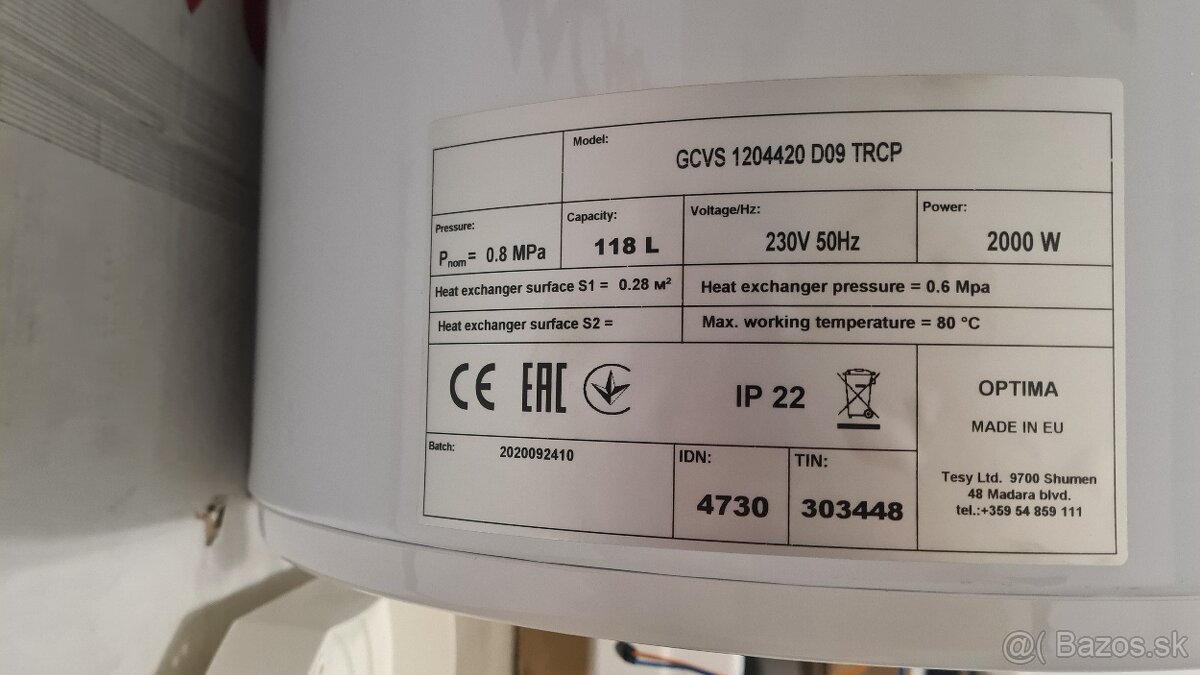 Elektrický bojler Optima 120l 2000W - 5