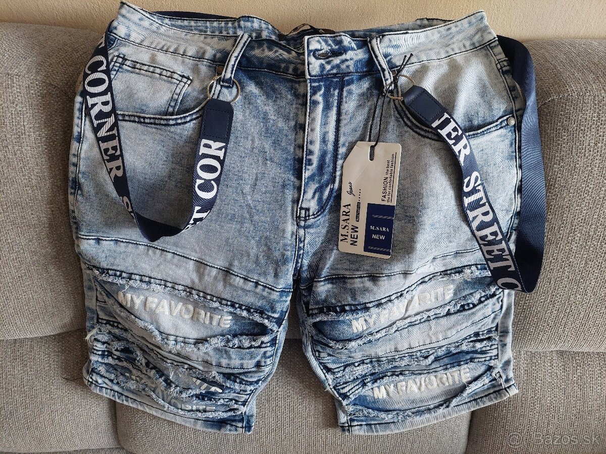 Pánske jeans kraťasy 35 SKINNY FIT - 5