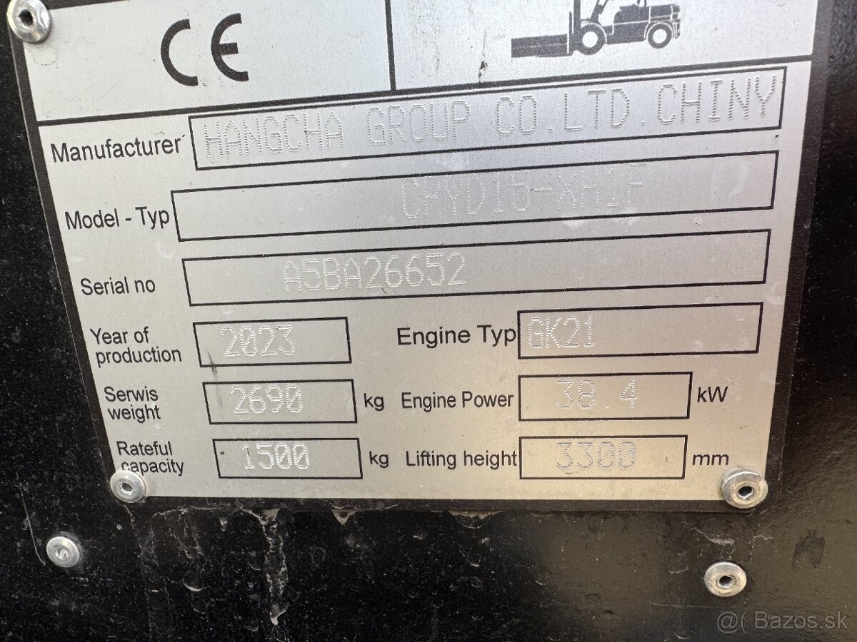 Vysokozdvižný vozík 1,5t. / LPG / iba 158mth - 5